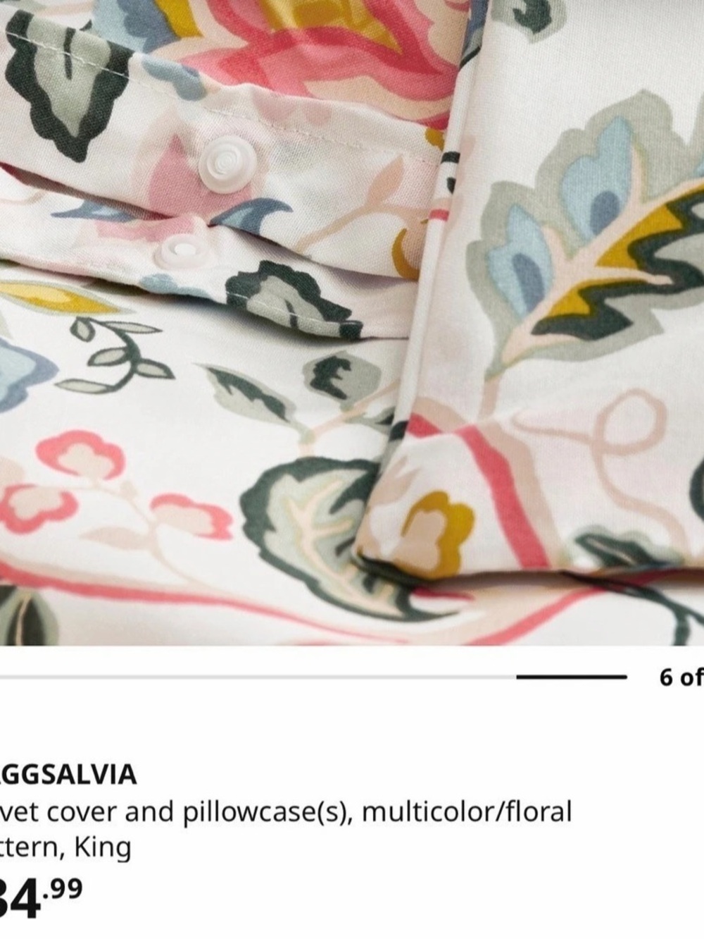 IKEA DAGGSALVIA King Floral Duvet Cover & Pillowcases - Picture 4 of 4